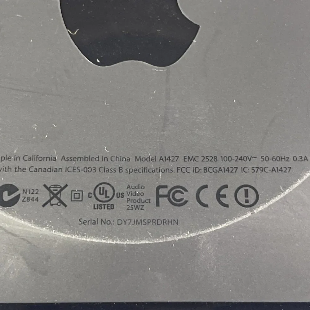Apple TV 3rd Generation Media Streaming Box Black A1427 HDMI Wi-Fi Ethernet